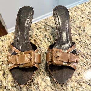 Burberry wooden slide mule heels. Serial number is there but is hard to read it.